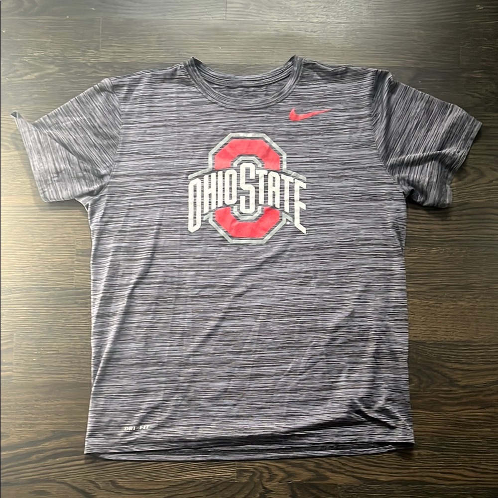 Nike Gray and Red Ohio State Short Sleeve Tee